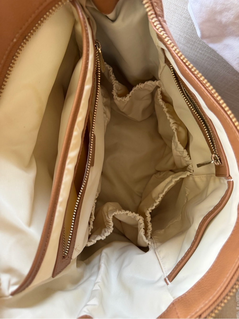 Mina Baie Harper Leather Midi Backpack Bag Tan Shoulder Strap - Picture 10 of 12